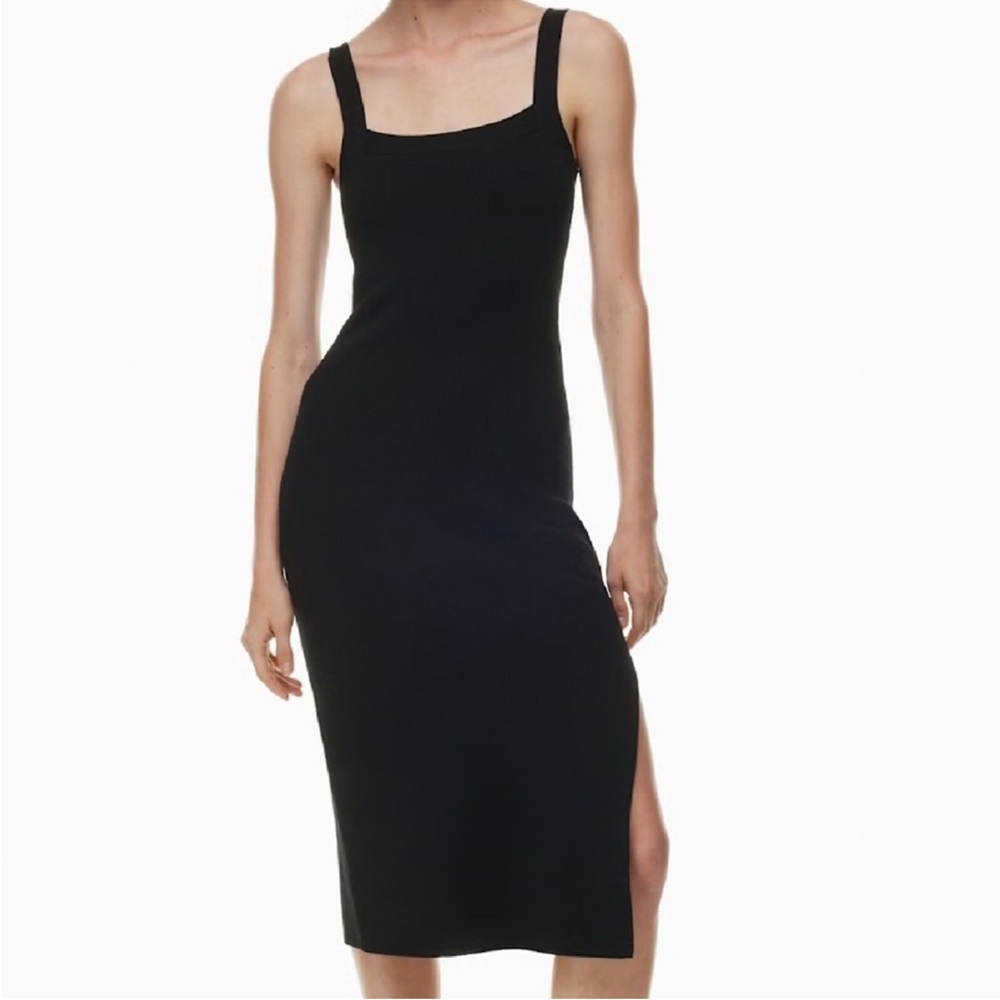 NWT Aritzia Babaton Chase Black Knit Midi Dress